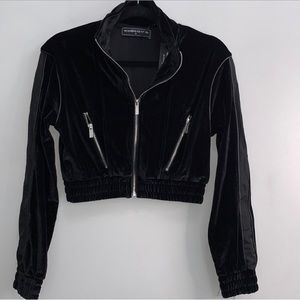 Maniere De Voir velvet crop jacket